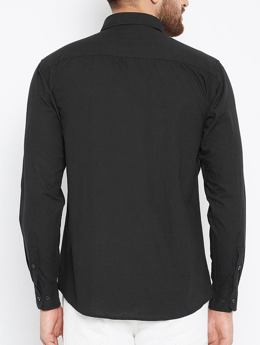 black cotton casual shirt - 15414006 - Zoom Image - 3