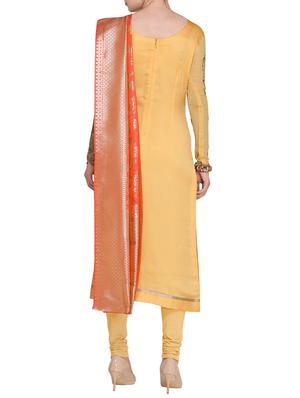 Embroidered semi-stitched churidaar suit - 15414023 - Standard Image - 3