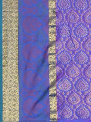 golden zari butta woven saree with blouse - 15414056 - Standard Image - 3