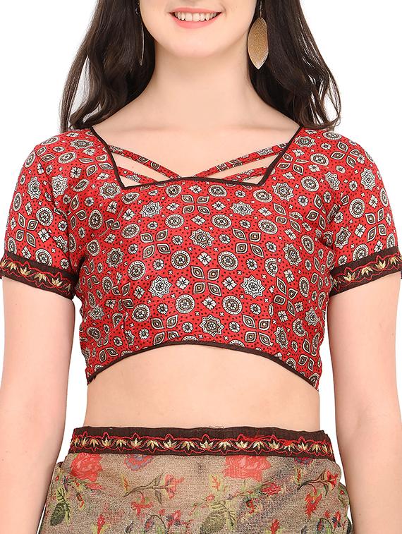 Floral printed saree with blouse - 15414825 - Zoom Image - 3