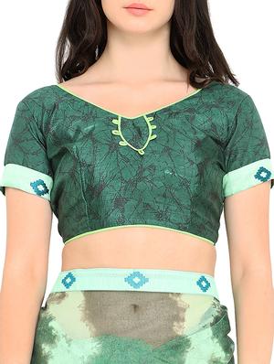 Abstract printed saree with blouse - 15414833 - Standard Image - 3