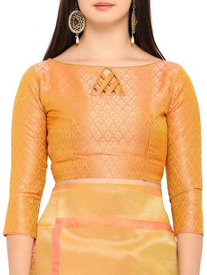 delicate golden zari banarasi saree with blouse - 15414971 - Standard Image - 3
