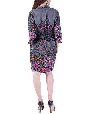 pleated printed a-line dress - 15414984 - Standard Image - 3