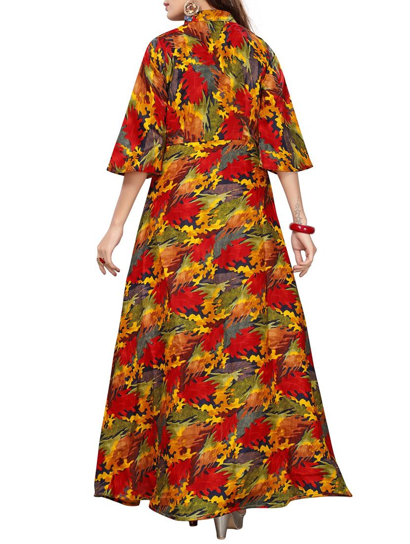 yellow satin fit & flare gown - 15415013 - Zoom Image - 3