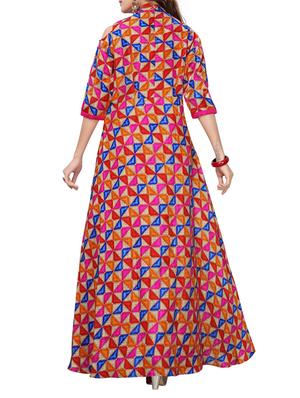 orange satin fit & flare gown - 15415015 - Standard Image - 3