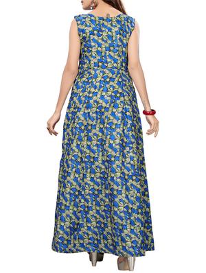 blue satin fit & flare gown - 15415019 - Standard Image - 3