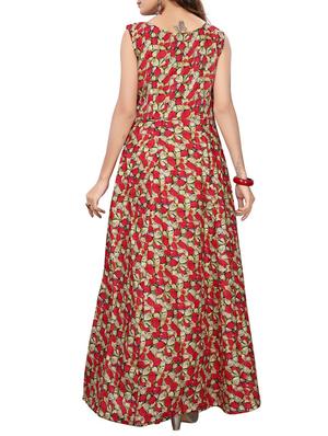 red satin fit & flare gown - 15415021 - Standard Image - 3