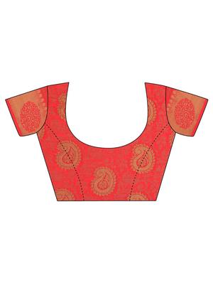 Golden paisley zari kanjivaram saree with blouse - 15415211 - Standard Image - 3