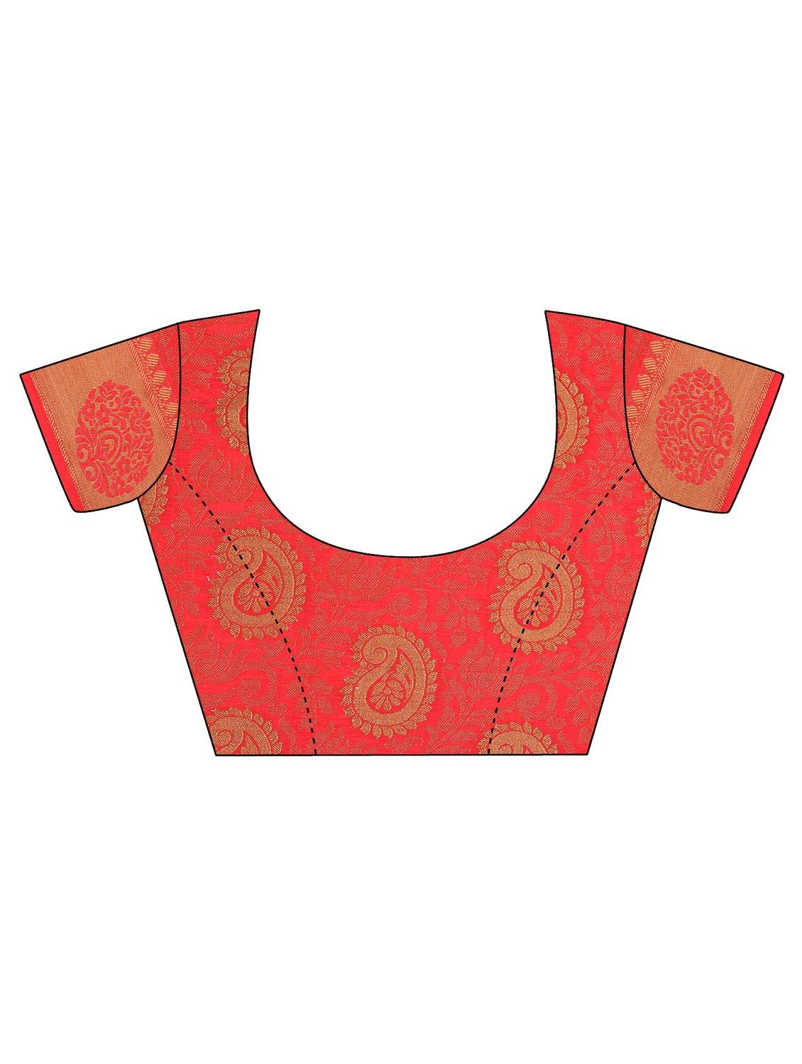 Golden paisley zari kanjivaram saree with blouse - 15415211 - Zoom Image - 3