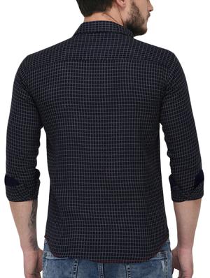 navy blue cotton casual shirt - 15415879 - Standard Image - 3