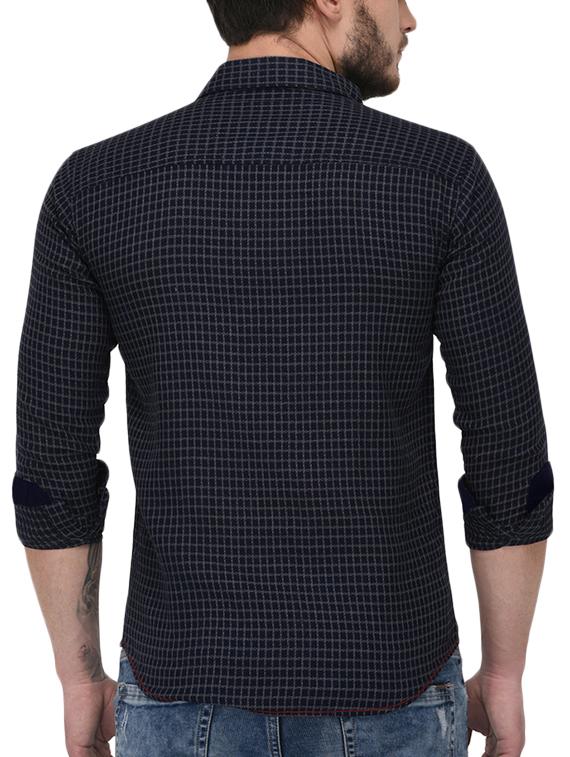 navy blue cotton casual shirt - 15415879 - Zoom Image - 3