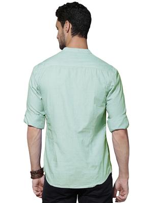green cotton short kurta - 15415891 - Standard Image - 3