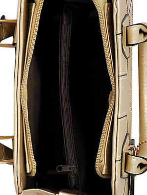 gold leatherette (pu) regular handbag - 15415912 - Standard Image - 3