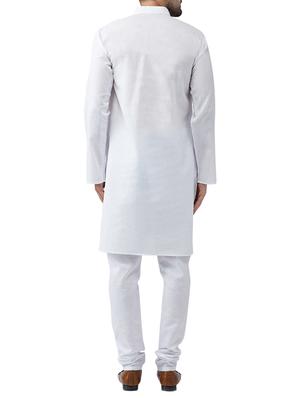 white cotton kurta pyjama set - 15415938 - Standard Image - 3