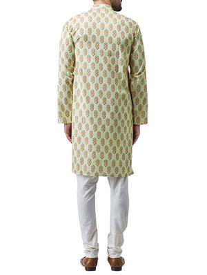 green cotton kurta pyjama set - 15415979 - Standard Image - 3