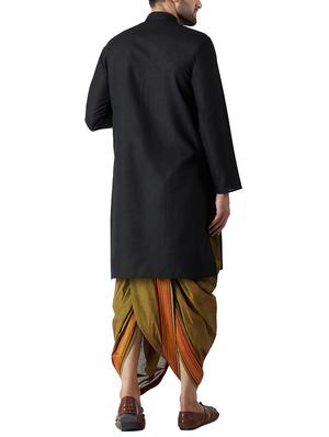 black and green cotton dhoti kurta set - 15416019 - Standard Image - 3