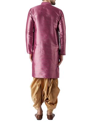pink and gold silk blend dhoti kurta set - 15416047 - Standard Image - 3