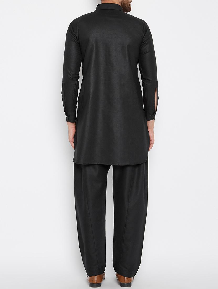 black cotton pathani set - 15416063 - Zoom Image - 3