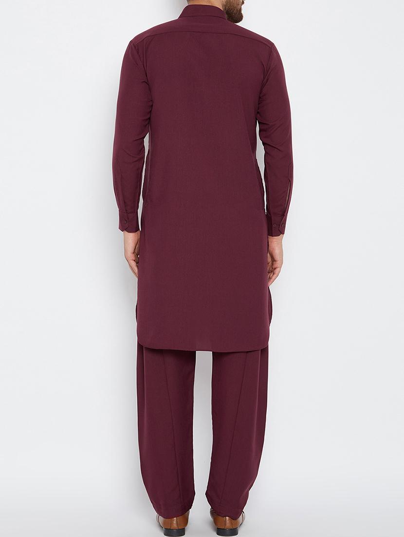 maroon cotton pathani set - 15416067 - Zoom Image - 3