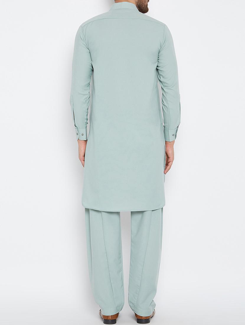 green cotton pathani set - 15416073 - Zoom Image - 3