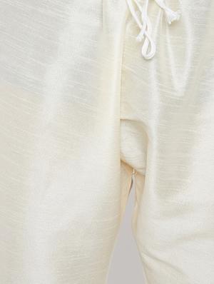 green and off white silk blend kurta pyjama set - 15416080 - Standard Image - 6