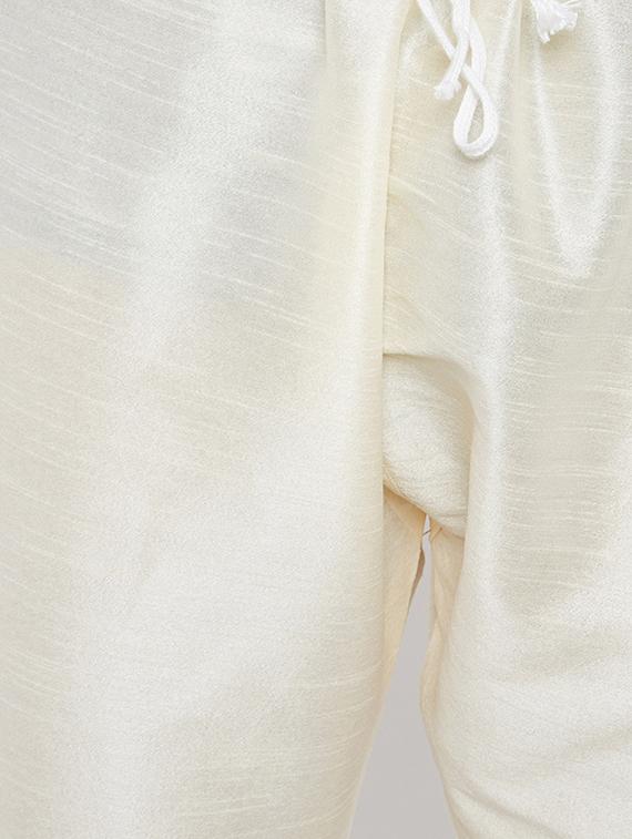 pink and off white silk blend kurta pyjama set - 15416081 - Zoom Image - 6