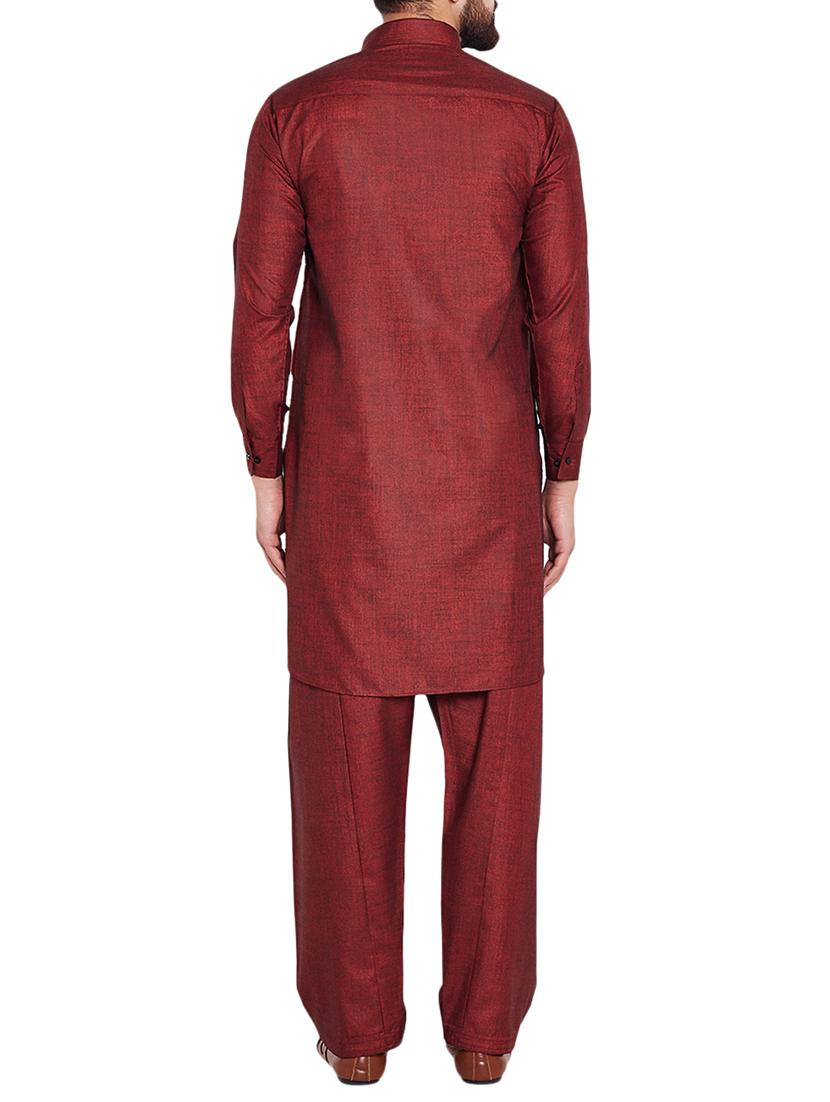 maroon cotton pathani set - 15416093 - Zoom Image - 3
