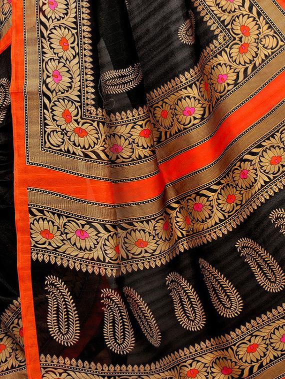 Paisley bhagalpuri saree with blouse - 15416481 - Zoom Image - 3