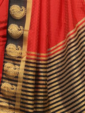 Zari bordered tussar silk saree with blouse - 15416582 - Standard Image - 3