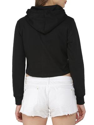 solid hooded cropped sweatshirt - 15416640 - Standard Image - 3