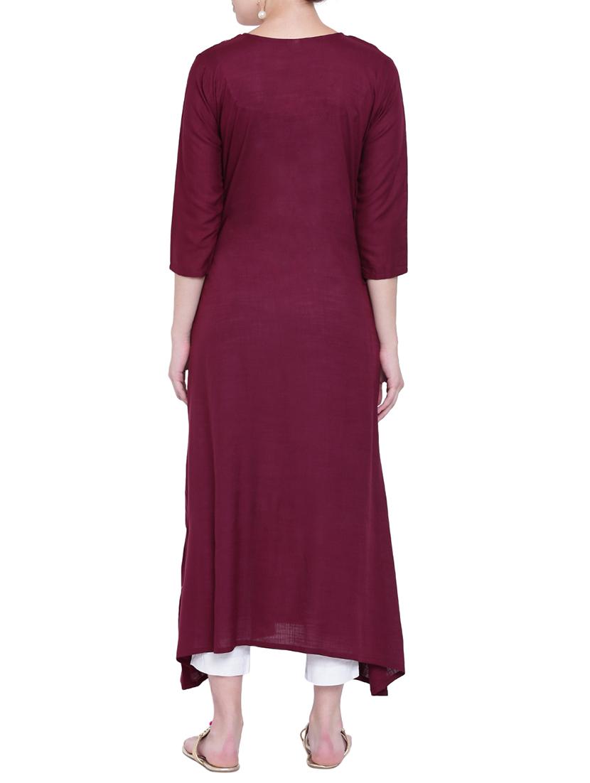 Asymmetric embroidered kurta - 15416710 - Zoom Image - 3