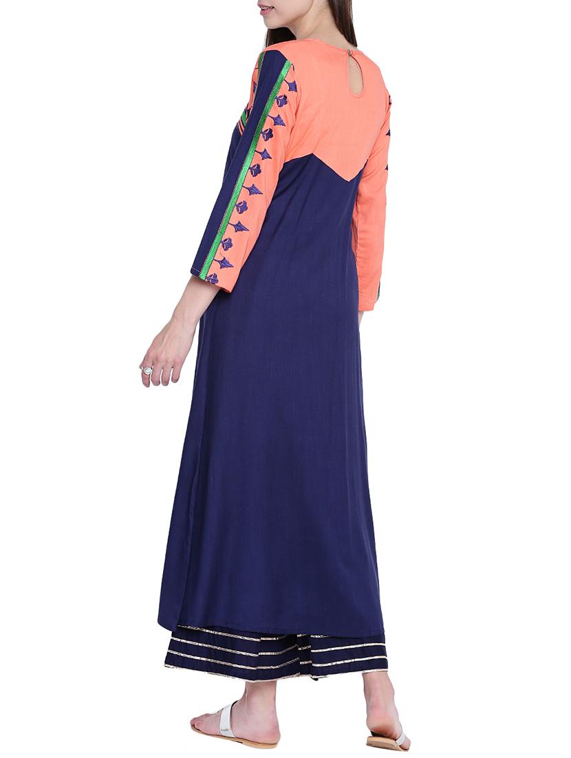 A-line embroidered Kurta - 15416716 - Zoom Image - 3