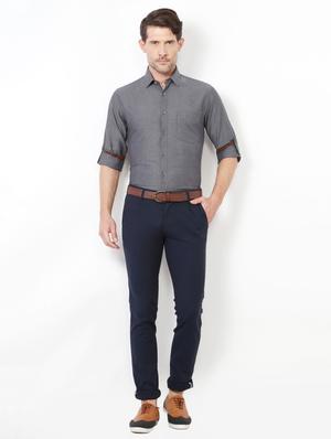 grey cotton casual shirt - 15417063 - Standard Image - 3
