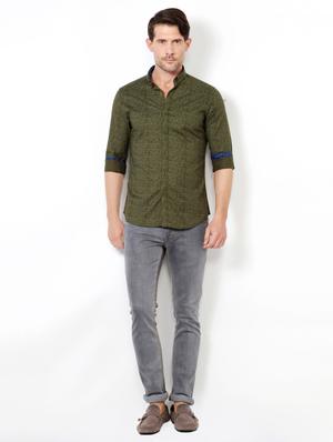 green cotton casual shirt - 15417064 - Standard Image - 3