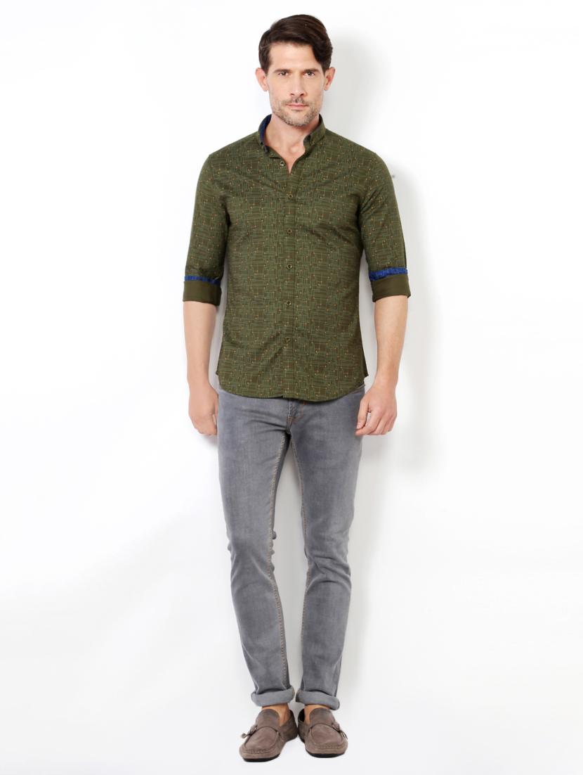 green cotton casual shirt - 15417064 - Zoom Image - 3
