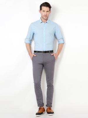 blue cotton casual shirt - 15417065 - Standard Image - 3