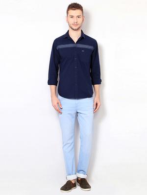 navy blue cotton casual shirt - 15417069 - Standard Image - 3