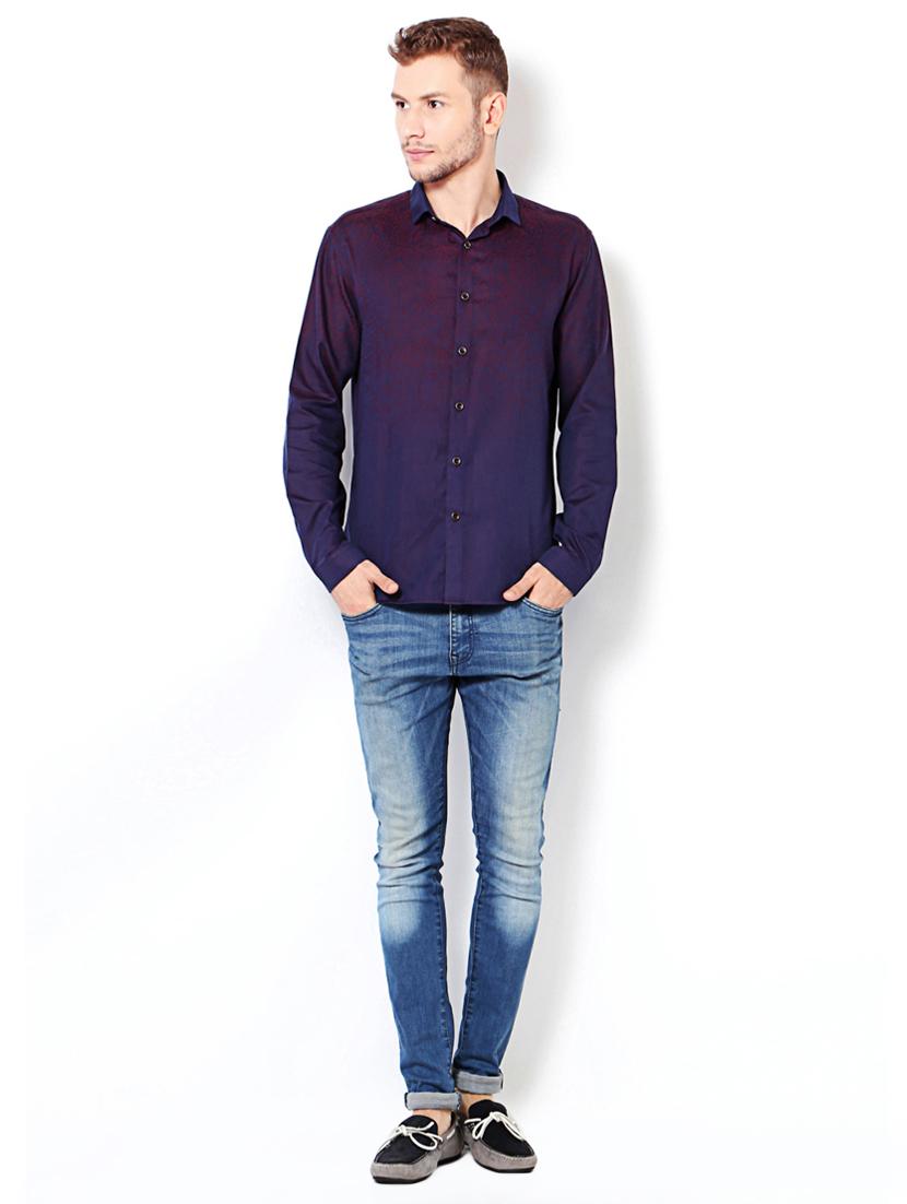 purple cotton casual shirt - 15417071 - Zoom Image - 3