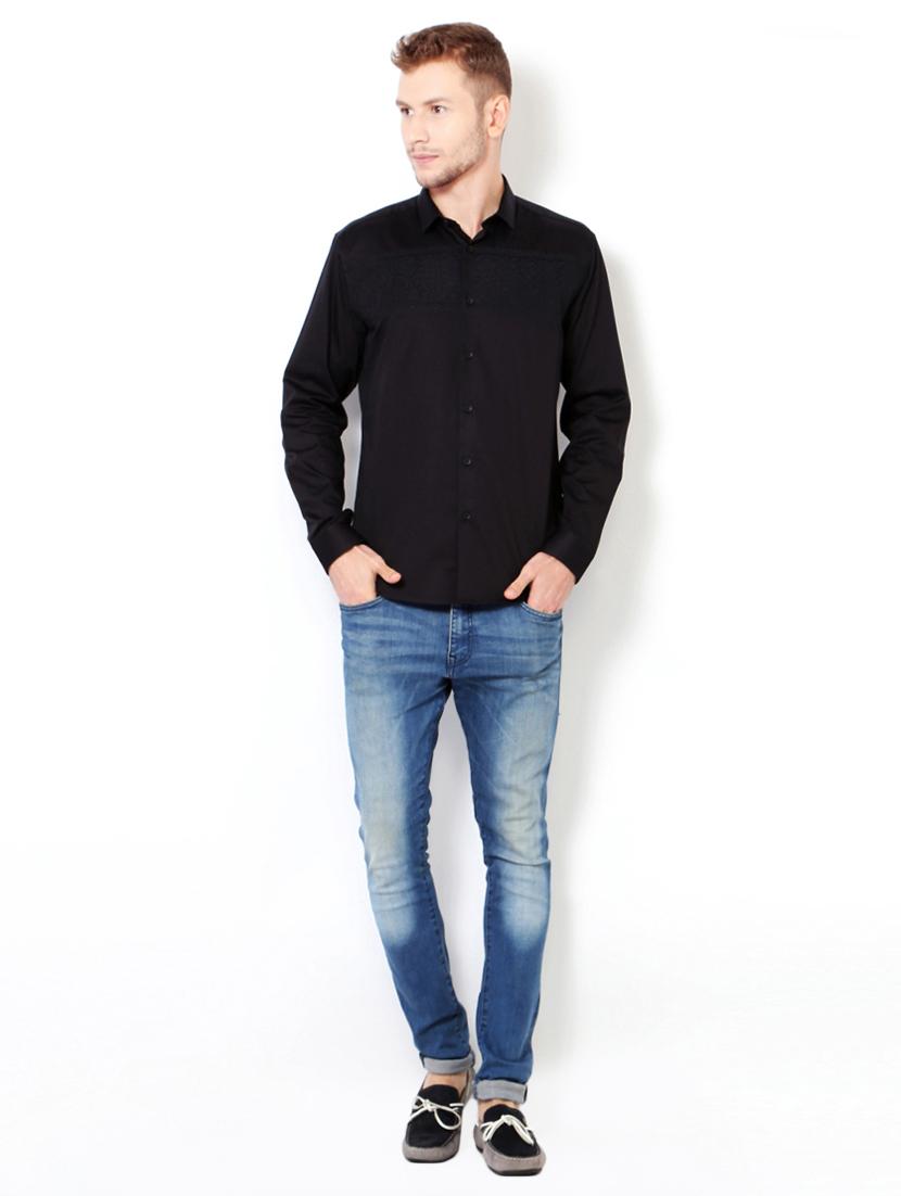 black cotton casual shirt - 15417075 - Zoom Image - 3