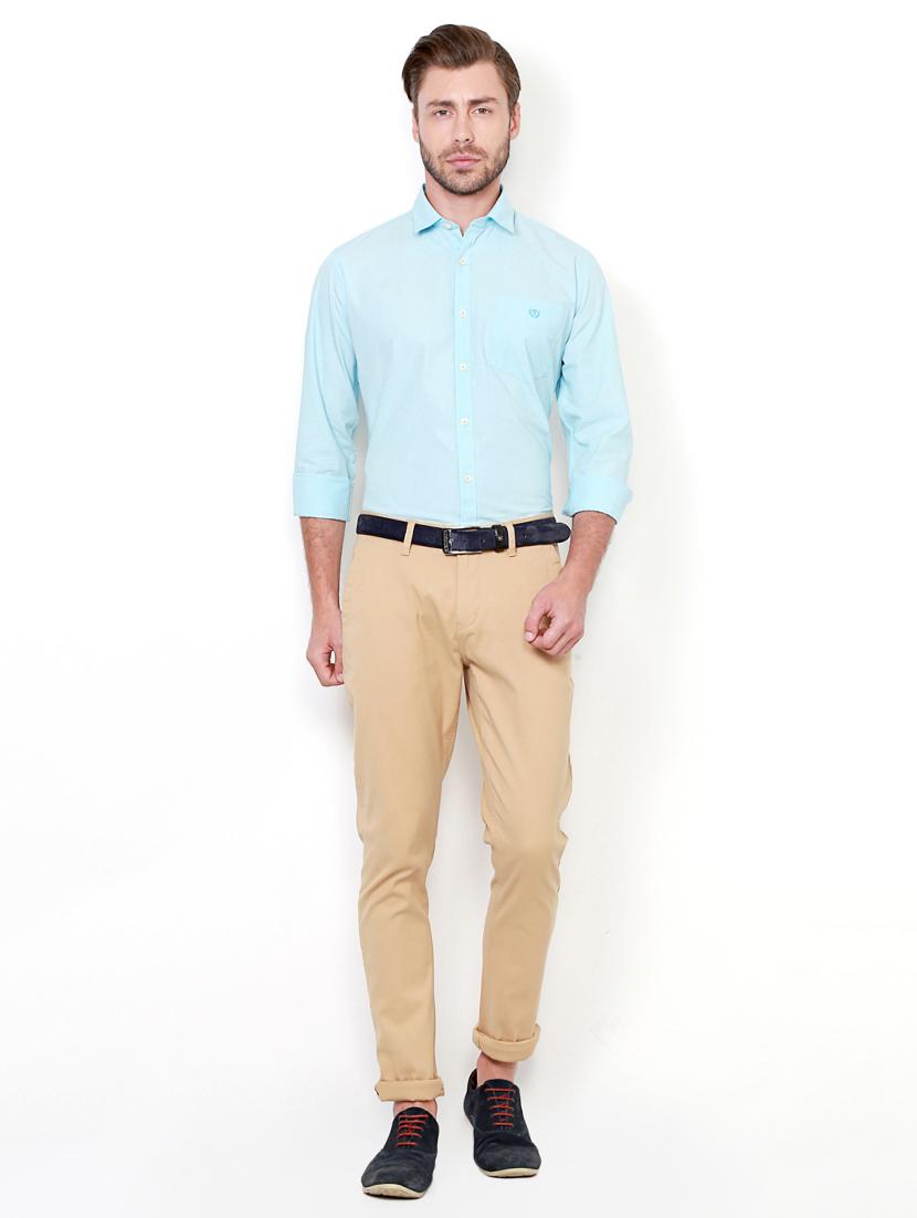 light blue cotton casual shirt - 15417086 - Zoom Image - 3
