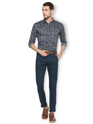 navy blue cotton casual shirt - 15417091 - Standard Image - 3