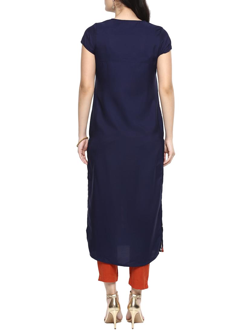 straight floral kurta - 15417103 - Zoom Image - 3