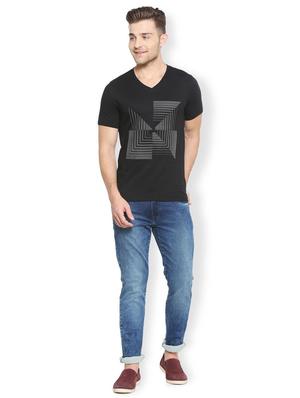 black cotton chest print t-shirt - 15417191 - Standard Image - 3