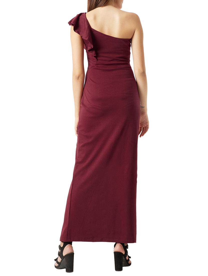 single shoulder side slit dress - 15417296 - Zoom Image - 3