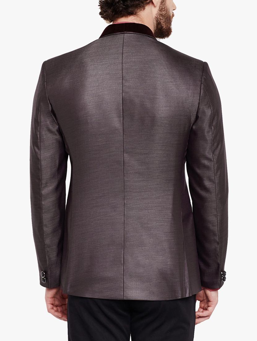 brown cotton blend casual blazer - 15417729 - Zoom Image - 3