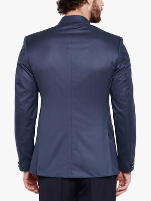navy blue cotton blend casual blazer - 15417743 - Standard Image - 3