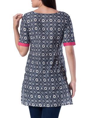 grey cotton straight kurti - 15417901 - Standard Image - 3