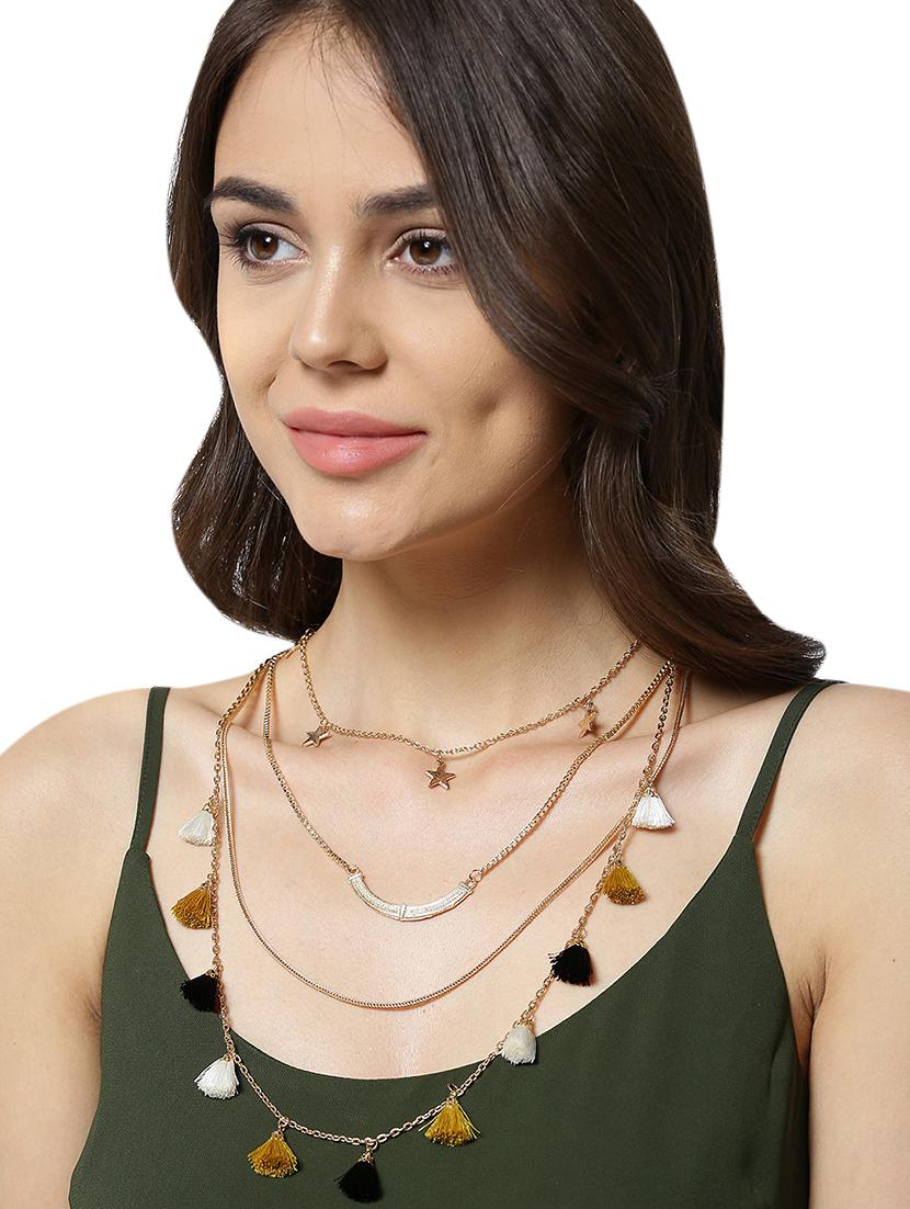 gold metal long necklace - 15418022 - Zoom Image - 3