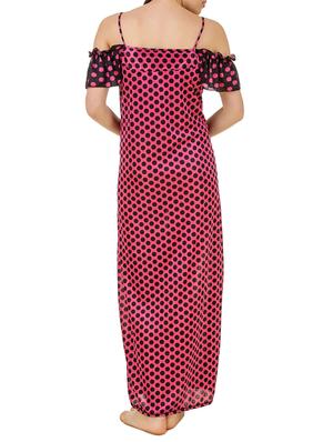 polka dotted cold shoulder laced nighty - 15418345 - Standard Image - 3