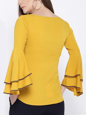 Contrasting lace bell sleeved top - 15418747 - Standard Image - 3